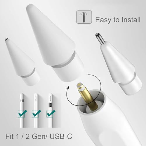 Image of SIXFU Replacement Tips for Apple Pencil, Mix Precise Control Tips Set for Apple Pencil 2nd Generation / 1st Gen /USB C Apple Pen Nibs(6 Pack)