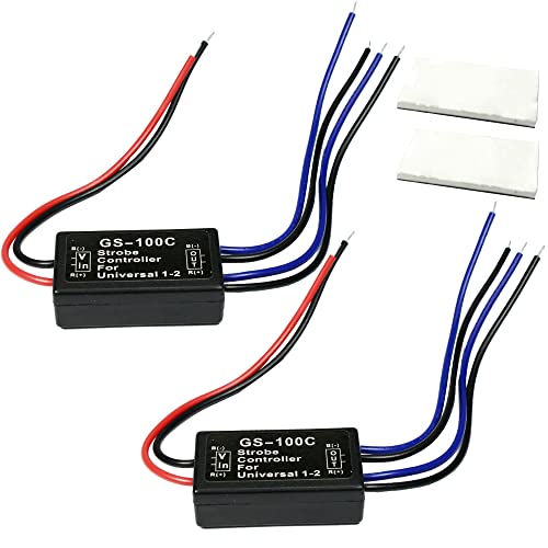GLOFE Brake Light Flash Strobe Controller Flasher Module Auto Car LED Flash Module for Motorcycles Cars Trucks Brake Lights Tail Stop Lights GS-100C 12-24V (Pack of 2)