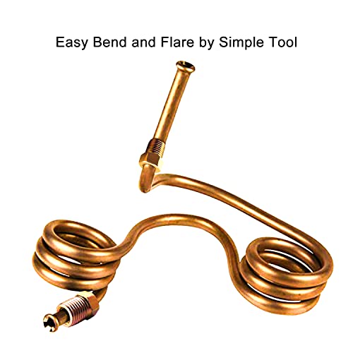 Muhize Brake Line Tubing Kit - Upgraded 25 Ft. Of 1/4 Flexible Copper Coated Brake Line Tube Roll 25 Ft (Includes 16 Inverted Flare Fittings) 2 Sets #TOP4