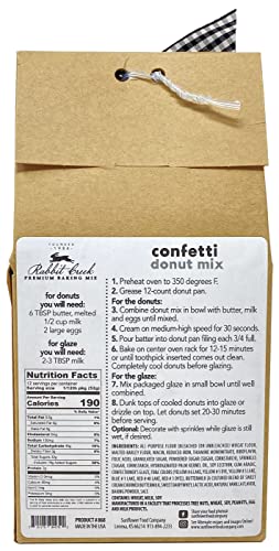 Rabbit Creek Confetti Donuts Mix – With Frosting Glaze Included – Baked Donuts, Not Fried – Donut Baking Mix