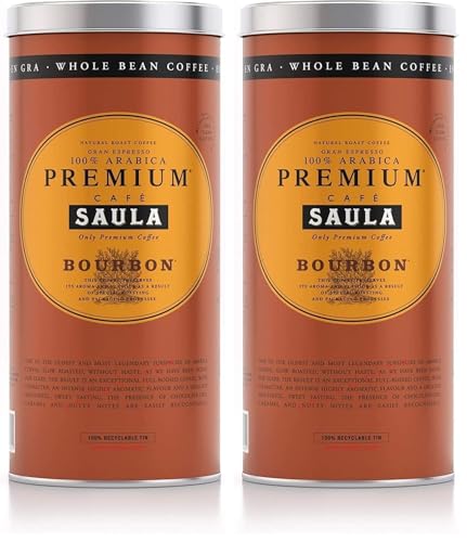 Café Saula Lata Gran Espresso Premium Bourbon 500g. Grano 100% Arábica (Paquete de 2)