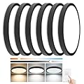YELIOLED 6 Pack15.7Inch 32W 3200LM LED Flush Mount Ceiling Light, 3000K/4000K/5000K 3CCT Seletable, Round Dimmable LED Ceiling Light for Bedroom Living Room Kitchen Garage and Office, Black