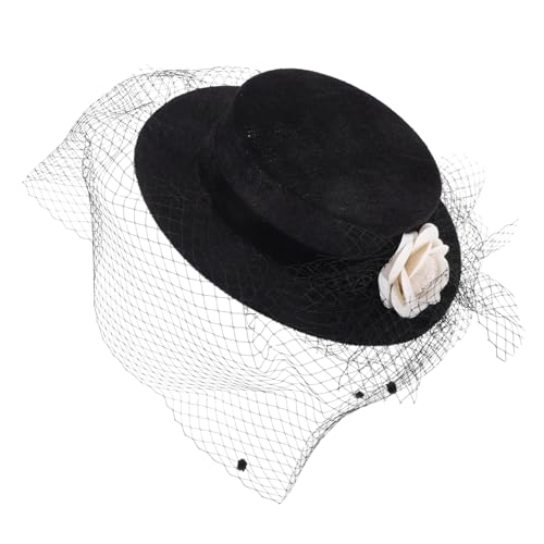 Chapeau de soleil avec voile en mesh et fleurs à grand bord protecteur