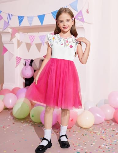 Image of Arshiner Toddler Tutu Dress Little Girls Fluffy Summer Dresses Casual Party Tulle Sundress for Kids 2-6Y