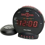 Geemarc Sonic Bomb - Sveglia con Allarme Super Potente, Cuscino Vibrante e Funzione Snooze - Per Ipoudenti e Dormiglioni Pesanti - Versione IT