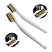 Brass Wire Brush Cleaning Tool with Plastic Handle, 7-Inch Industrial Toothbrush for Light Metal, Battery Terminal & Rust Removal, 2-Pack