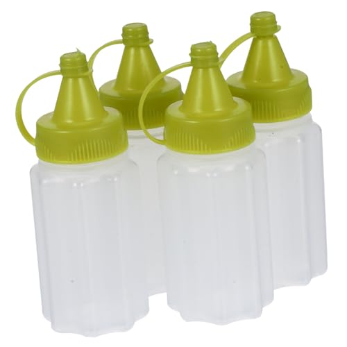 MOTHNUR 4 piezas Botellas Dosificadoras de Condimentos Botellas Exprimibles para Salsa y Ketchup Tapas Herméticas Color Verde