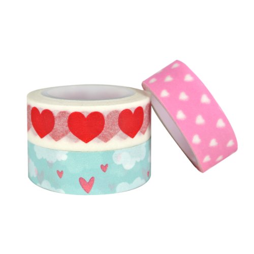 ALLYDREW Made with Love Japanese Masking Tape Washi Tapes Valentine Hearts Washi Tape Set Rolls (set of 3)