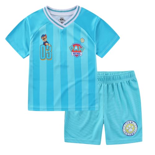 Paw Patrol Chase Boys Short Sleeve Soccer Shirt and Mesh Shorts Set for Toddler to Big Kids