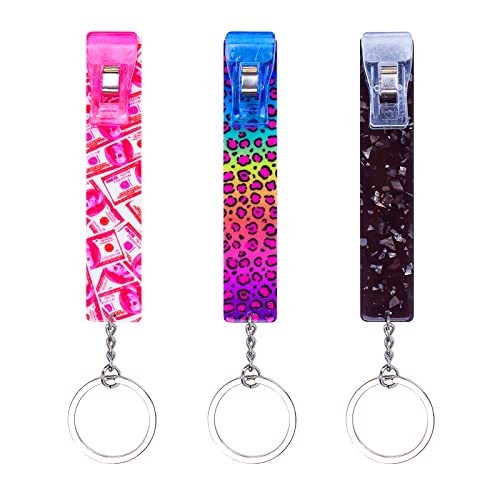 Image of 3PCS Credit Card Puller, Cute Debit Bank Card Grabber for Long Nails ATM Keychain Women with Plastic Clip