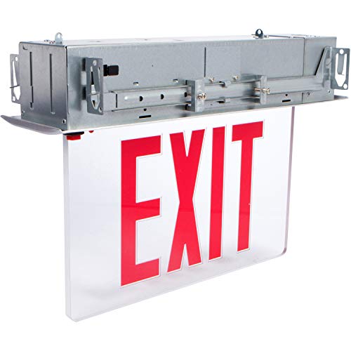 Image of inchMorris Products LED Exit Sign - Recessed Mount Edge - Red on Clear Panel, White Housing - Compact, Low-Profile Design - Double Sided Legend - Energy Efficient, High Output - 1 Count, (73413) inch