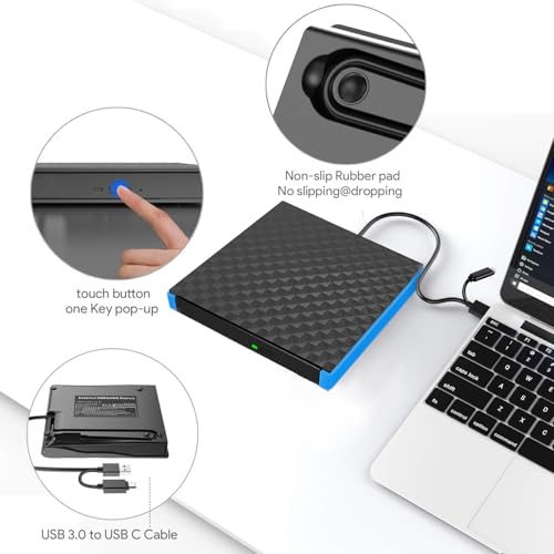 Lecteur CD/DVD Externe USB C pour PC sans lecteur interne, solution Windows et Mac - 3