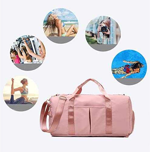 Elonglin Duffel Bag sporttas met schoenenvak, gedeeld, reistas, waterdicht, grote capaciteit, fitnessstudio, zwembad, fitness, vakantie, schoudertas, handtas voor unisex en volwassenen, Donkergrijs, 20-35L, waterdichte tas - Image 5