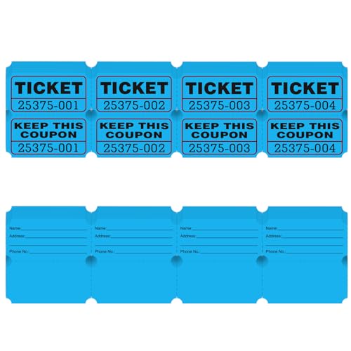 DGBDPACK 100 Raffle Tickets, 50/50 Double Ticket, Bold Numbers for