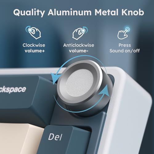 Image of Wireless Mechanical Keyboard with Volume Knob, Tri-Mode 2.4G /USB-C /BT Gasket Mounted 60% Gaming Keyboard with 66Keys, PBT Keycaps, QMK /VIA, Hot Swappable Cream Switch, Blue