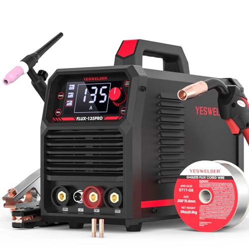 Image of YESWELDER FLUX-135PRO Flux Core MIG Welder & Lift TIG Torch, 135Amp 110V Flux Core Gasless MIG/Lift TIG/Stick 3-in-1 Digital Display Welding Machine with 10-25 Lift TIG Gun