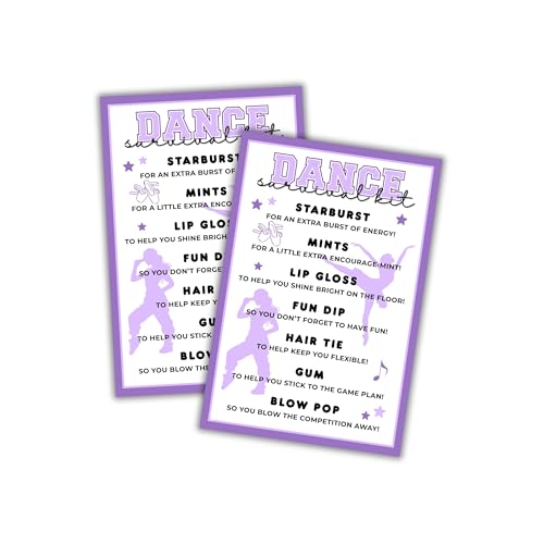 Dance Team Survival Kit Cards 30pk 4x6” List Tag Labels Emergency Welcome Back Travel Cheer Girls Printables for Coaches Instructors Goodie Bag