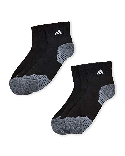 Adidas Men's Athletic Moisture Wicking Cushioned Quarter-Cut Socks 6-Pack/ 6-Pair Black Shoe: 6-12