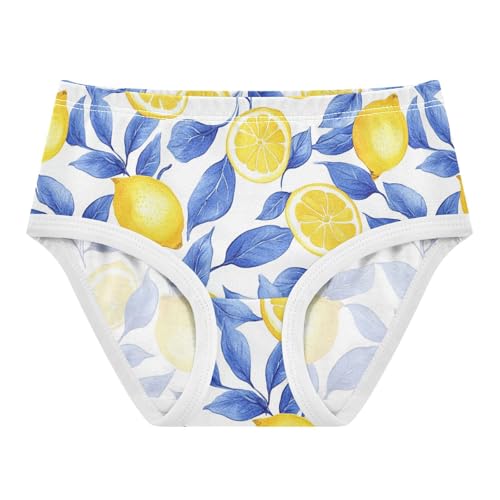 Wusikd Lemon Blue Leaves Girls' Underwear Cotton Yellow Girls Briefs Soft Toddler Underwear 2T