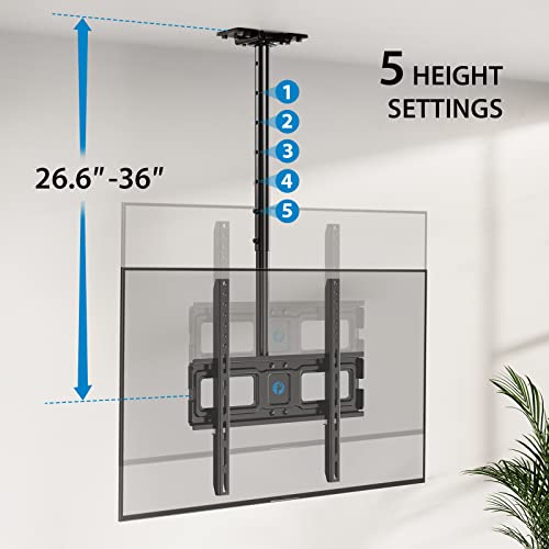 Pipishell Ceiling Tv Mount For Most 26-55 Inch Lcd Led Oled Qled 4K Tvs, Hanging Tv Monitor Ceiling Mount Bracket Height Adjustable Tilt Swivel Holds Up To 60Lbs Max Vesa 400X400Mm #TOP1