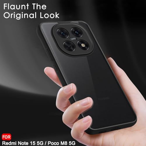Image of TheGiftKart Hybrid Shockproof Back Cover Case for Mi Redmi Note 15 / Note 15 SE /Poco M8 5G | Camera Protection Module | Hard Back Cover Case (PC & TPU, Translucent Smoke Matte Back, Black Sides)