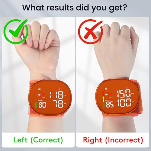 Image of Double love Wrist Blood Pressure Monitor for Home Use - Orange | Upgraded Large LED Screen, Dual User 240 Memories with Carrying Case, Voice Broadcast, Adjustable bp Cuff (5.3-7.6 inches)