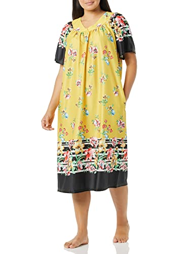Image of AmeriMark Casual Women's Patio Muumuu House Dress Loose Comfortable Short Sleeve Sun Dress Lounger Gown Sleepwear for Ladies