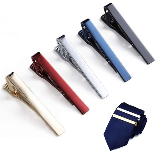 5 clips de corbata para hombres, clip de corbata de cobre brillante de 2, 2 x 0, 3 pulgadas, clip para hombre clásico y estable que no destiñe para corbatas regulares, corbatas, negocios de bodas.