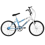 Bicicleta de Passeio Ultra Bikes Esporte Bicolor Aro 20 Reforçada Freio V-Brake Infantil Juvenil Azul Bebê/Branco