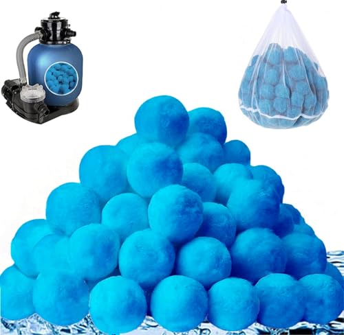 Botide Bolas de filtro de piscina de 3 libras para bomba de filtro de arena para piscina sobre el suelo, bolas de filtro reutilizables ecológicas para reemplazar arena de filtro de piscina (azul)
