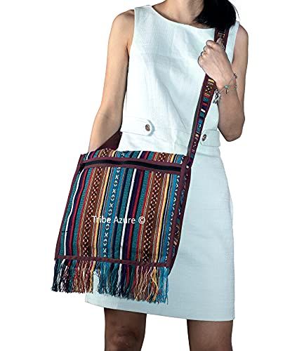 Tribe Azure Woven Adjustable Strap Shoulder Bag Hobo Messenger Women Fashion Handbag Unique Roomy Tassel (Woven Blue) #TOP3