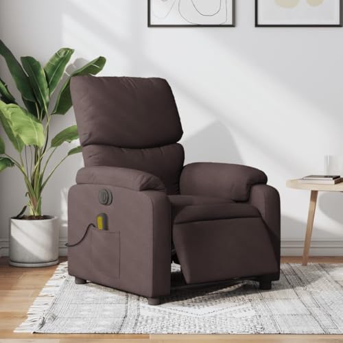 Brokky Sillón reclinable de Masaje Sillon Relax reclinable Sillon Masaje Lounge Chair Sillon Relax eléctrico Tela marrón Oscuro