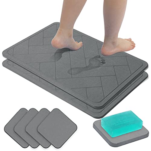 FANWAYER Diatomaceous Earth Bath Mat Diomataceous Earth Bath Mat Quick Dry Diatomite Diatom Mud Foot Pad Diacotomous Earth Bath Mat Stone Bathroom Floor Mats
