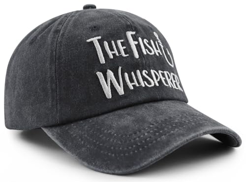 Image of GzacDeope The Fish Whisperer Hat for Men Women, Funny Adjustable Cotton Embroidered Fishing Lovers Baseball Cap