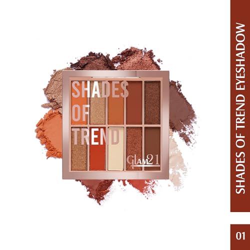 Image of Glam21 Shades of Trend Eyeshadow Palette | 10 Highly Pigmented Shades |Smudge Free & Long-Lasting| Shimmery Finish| 4gm - Shade -01