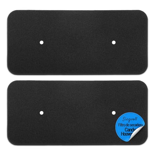 Siegvoll 2 x Filtro Secadora Candy, Filtro de Espuma para Secadora Hoover Candy 40006731, Esponja Filtro Secadora 275 x 125 x 10 mm, Filtros de Pelusa para Secador de Condensación y Bomba de Calor