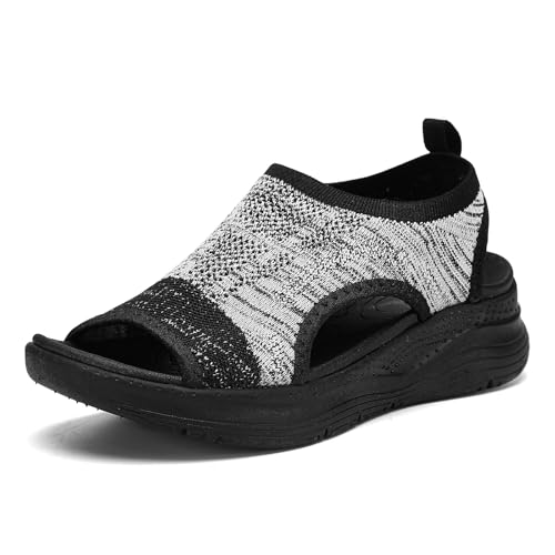 Women Walking Sandals Arch Support Orthotic Comfortable Plantar Fasciitis Non-slip Casual Open Toe Sport Sandals for Athletic Summer Beach