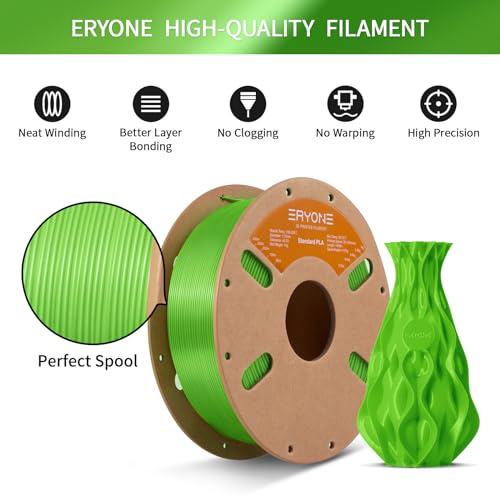 Image of ERYONE PLA Filament 3D Printer PLA Filament 1.75mm±0.03 mm, PLA Filament 1KG Cardboard Spool(2.2LBS), Green Apple