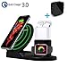 Produktbild 10W Fast 3 in 1 Wireless Ladestation Dock Kompatibel mit Apple Watch 1/2/3/4 Series Stand mit Netzteil/Ladestation für Airpods/iPhone Samsung