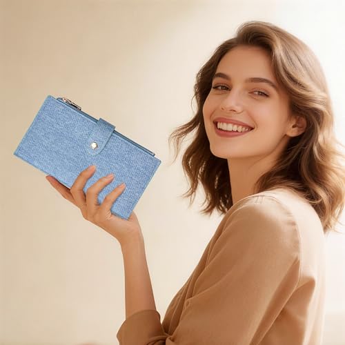Image of Travelambo Leather Wallets for Women Slim RFID Blocking Bifold Credit Card Holder Wallet