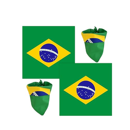 WEITBF 2 Pack Brazil Flag Bandana Brazilian Scarf Bandanas Headband - 100% Cotton 22 x 22 inches