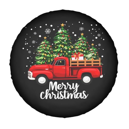 Image of Merry Christmas Truck Spare Tire Cover for Rv Trailer Camper- Cute Xmas Winter Waterproof Wheel Protectors Cover Universal Fit for Truck SUV Travel New Year Outdoor-15 inch