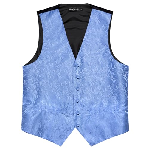 Image of Barry.Wang Men's Suit Vest Tie Bowtie Set Formal Silk Paisley Waistcoat Hanky Cufflinks Lapel Pin Set Wedding Party 7PCS