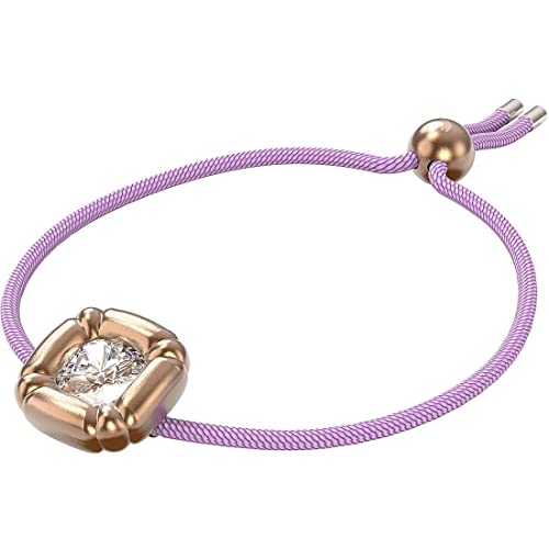 Swarovski Dulcis Soft Bracelet with White Crystal in Rose Gold-Tone Molded Setting on Purple Braided Cord, Part of the Dulcis Collection