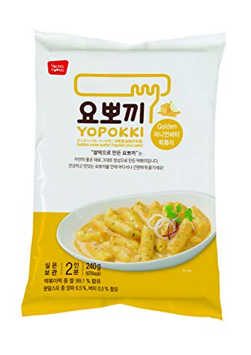 Instant Topokki Rapokki Rice Cake with Ramen Noodles Popular Korean Food Various Flavors ë–¡ë³¶ì´ ë¼ë³¶ì´ (Golden Onion Butter_Topokki, 240g 1 Pouch (2 Servings))