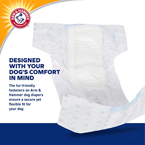 Image of Arm & Hammer for Pets Disposable Female Dog Diapers with Odor Control and Wetness Indicator, Leak Resistant Dog Diapers for Incontinence and Heat Cycles, Size Large 18-23 in Waist, 12 Count - 6 Pack