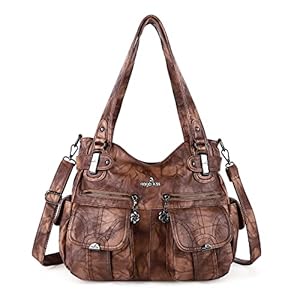 Purses and Handbags Women Tote Shoulder Top Handle Satchel Hobo Bags Fashion Washed Leather Purse (5739-1#7028# 7 BROWN)