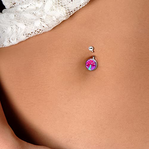 Body Candy Womens 14G 316L Stainless Steel Navel Ring Piercing Funky Floral Mushroom Belly Button Ring #TOP1