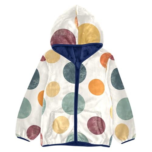 Dots Pattern Girls Fleece Jacket Girls Fall Jacket Girls Zip Up Hoodie Girls Sherpa Jacket 2-10T