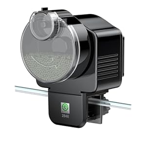 Pawfly Automatic Fish Feeder for Aquarium Auto Vacation Timer Fish Feeder for Fish Tank 60 ml Adjustable Fish Food Dispenser for Pellets Flakes Strips, Battery Operated (Battery Not Included)